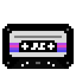 pixel art of a cassette tape